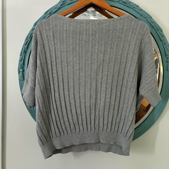 Banana Republic Pleated Rib Sweater in Heather Grey - Picture 2 of 3